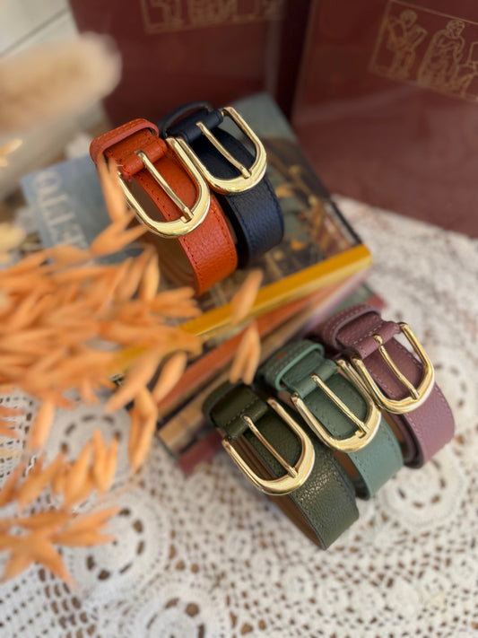 Cintura in pelle - VERDE MILITARE