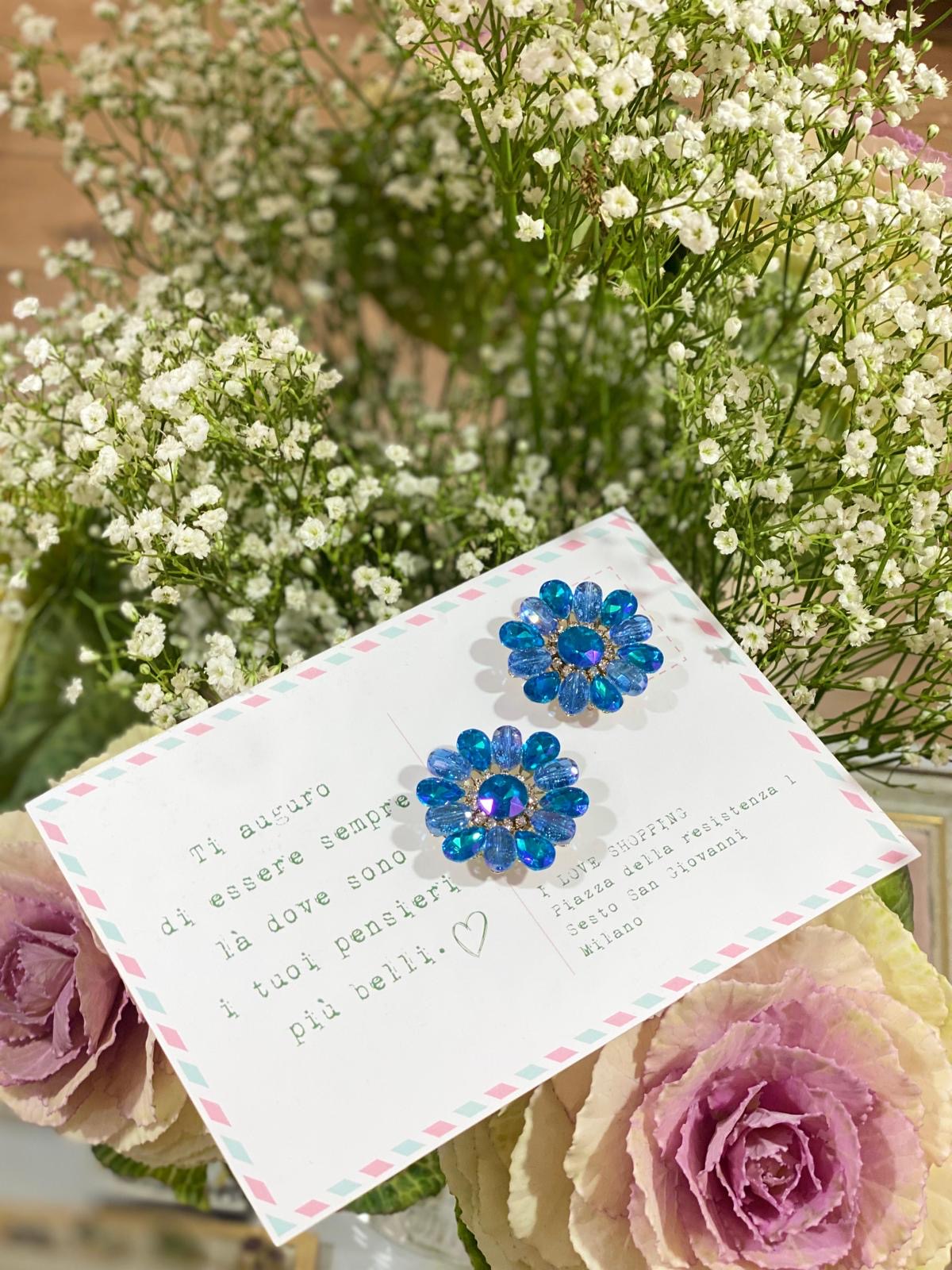 Copribottoni Fiore zircone big - BLUE