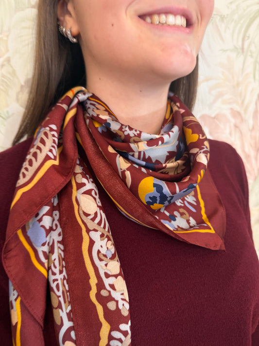 Foulard fantasia fiori - BORDEAUX