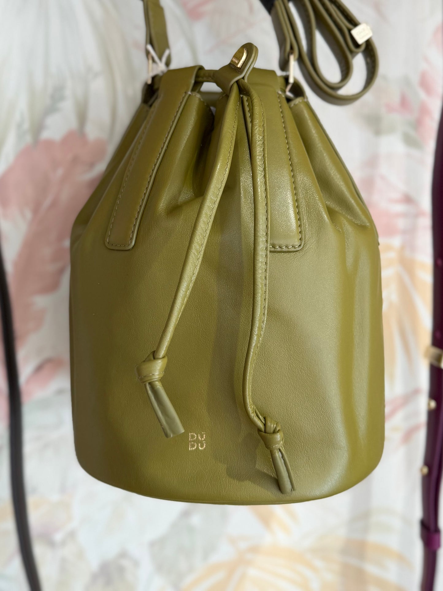 Borsa in pelle con coulisse - VERDE OLIVA