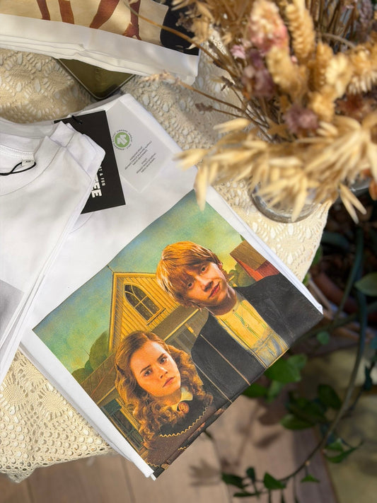 T-shirt stampa Ron & Hermione - BIANCO