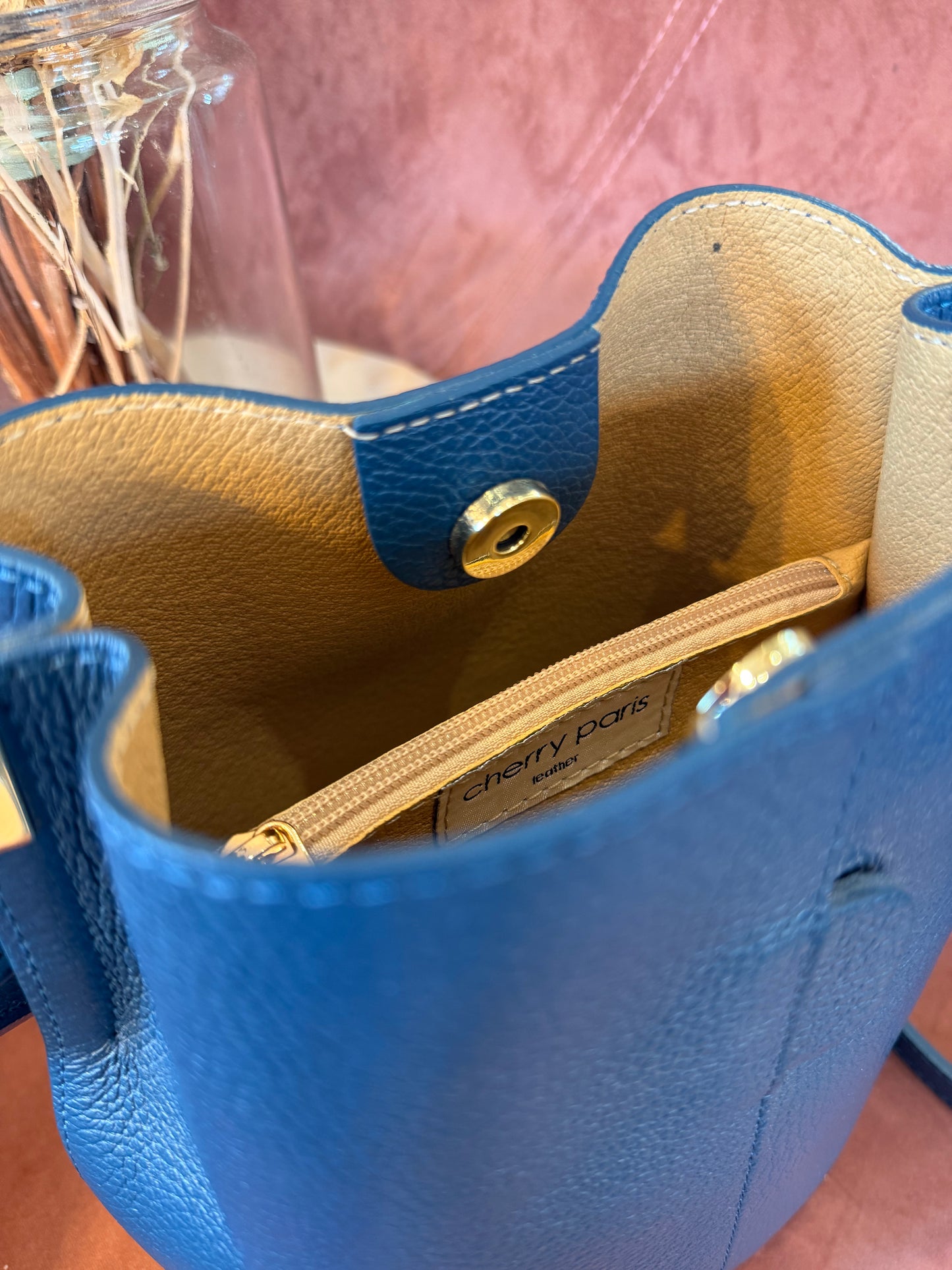 Borsa LILWEEN in pelle martellata - BLUE