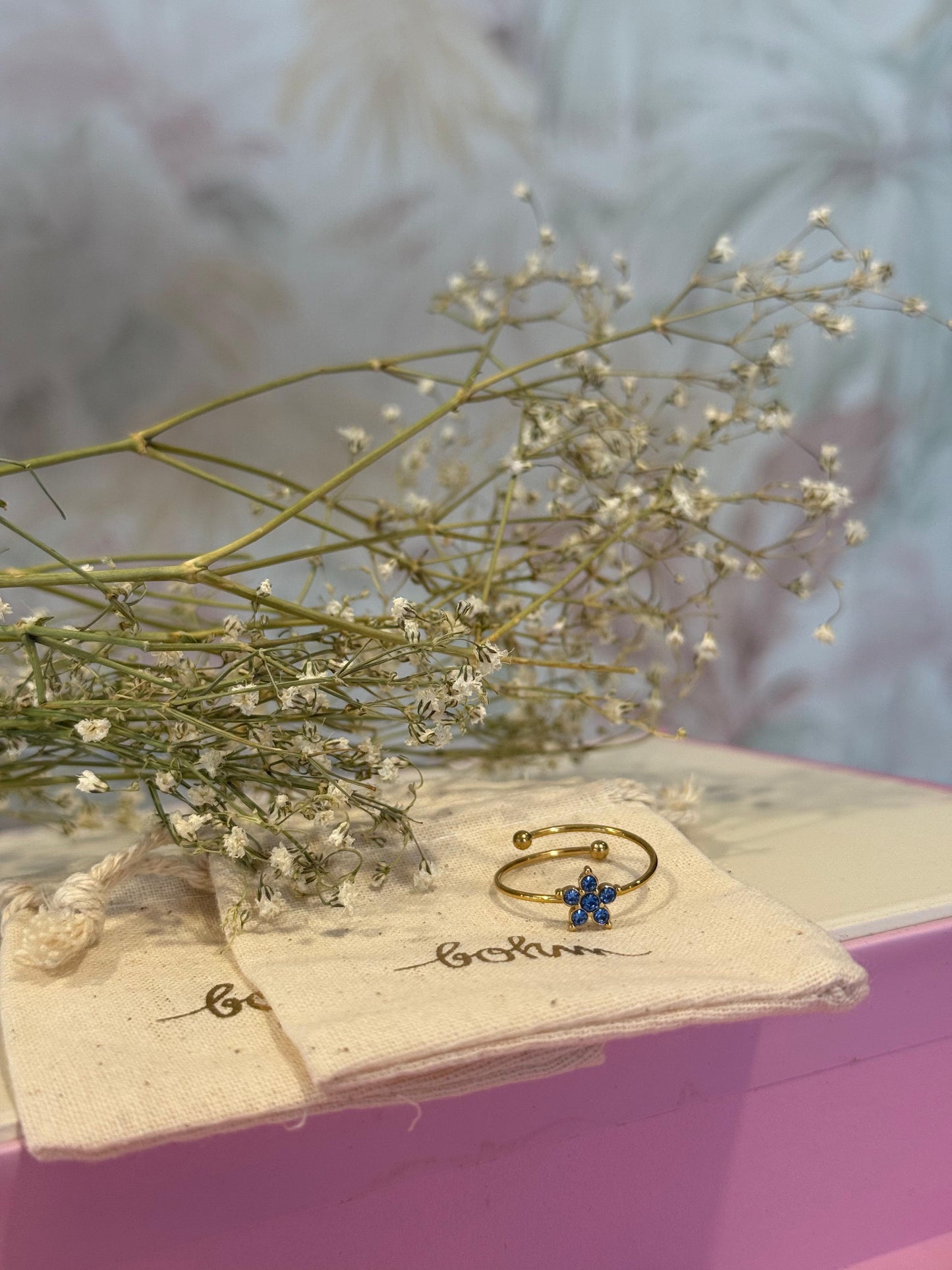 Anello fiore mini - BLUE/ORO