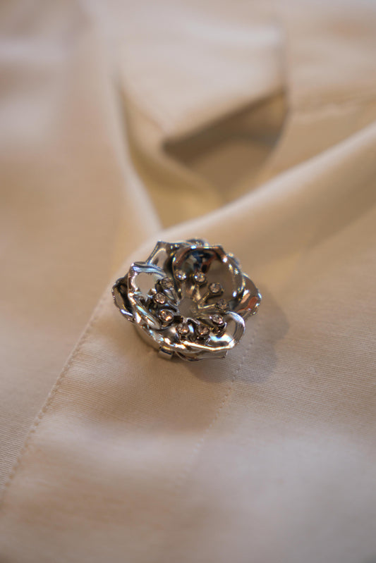 Copribottoni fiore zirconi - ARGENTO