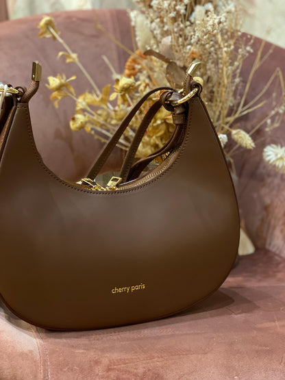 Borsa ALISSA a spalla in pelle liscia - MARRONE