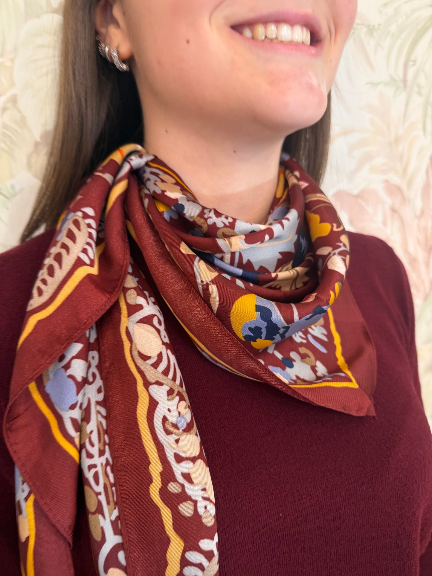 Foulard fantasia fiori - BORDEAUX