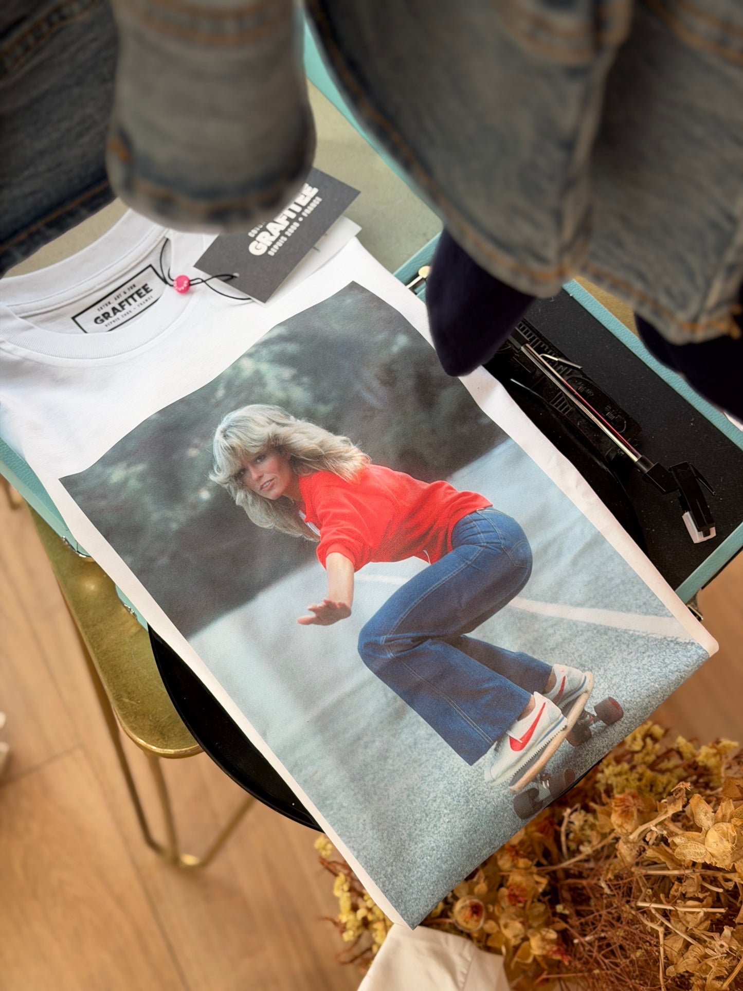 T-shirt stampa Farrah Fawcett - BIANCO