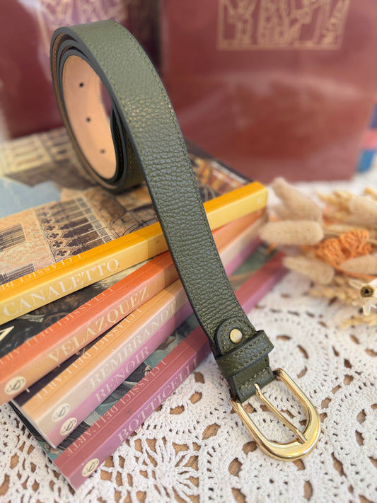 Cintura in pelle - VERDE MILITARE
