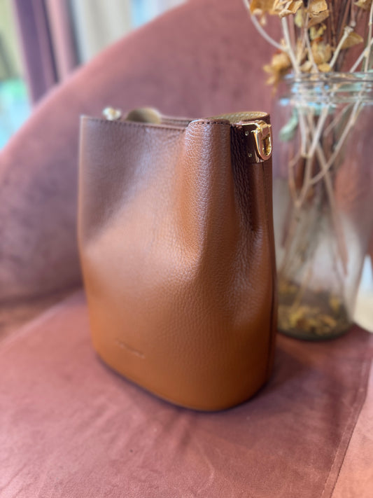 Borsa LILWEEN in pelle martellata - COGNAC