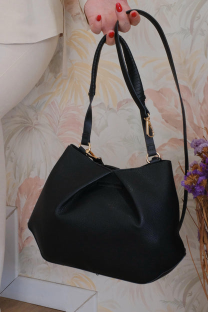 Borsa a tracolla in pelle vegana - NERO