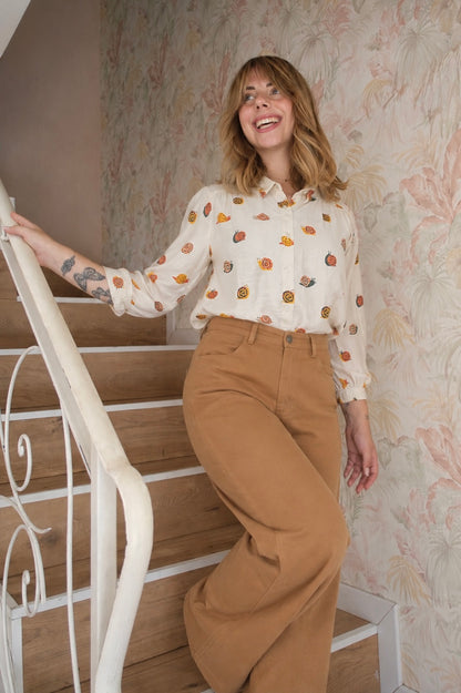 Camicia stampa lumache - ECRU