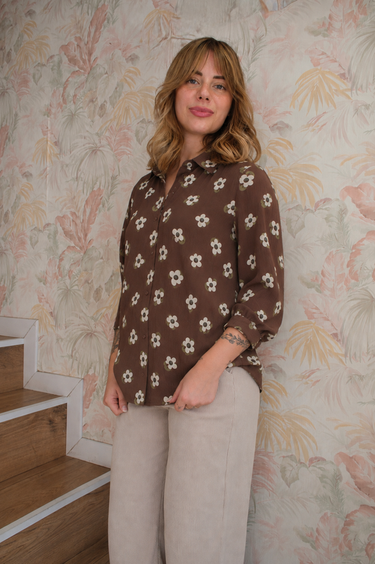 Camicia floreale - MARRONE