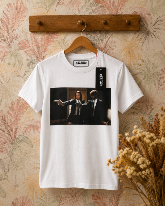 T-shirt stampa John Travolta - BIANCO
