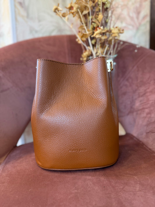 Borsa LILWEEN in pelle martellata - COGNAC
