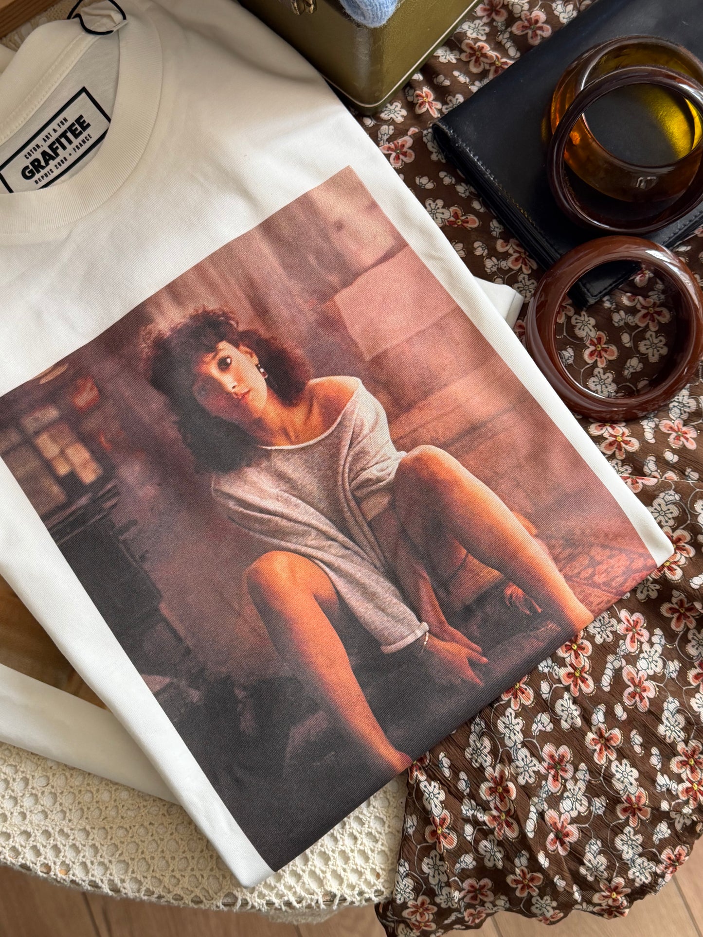 T-shirt stampa flash dance - BIANCO