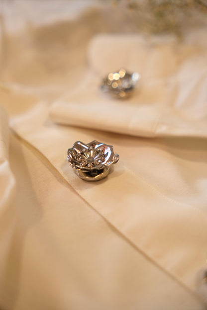 Copribottoni fiore zirconi - ARGENTO