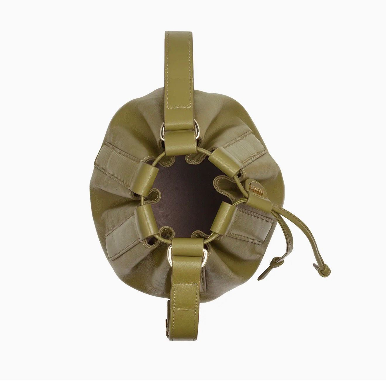 Borsa in pelle con coulisse piccola - VERDE OLIVA