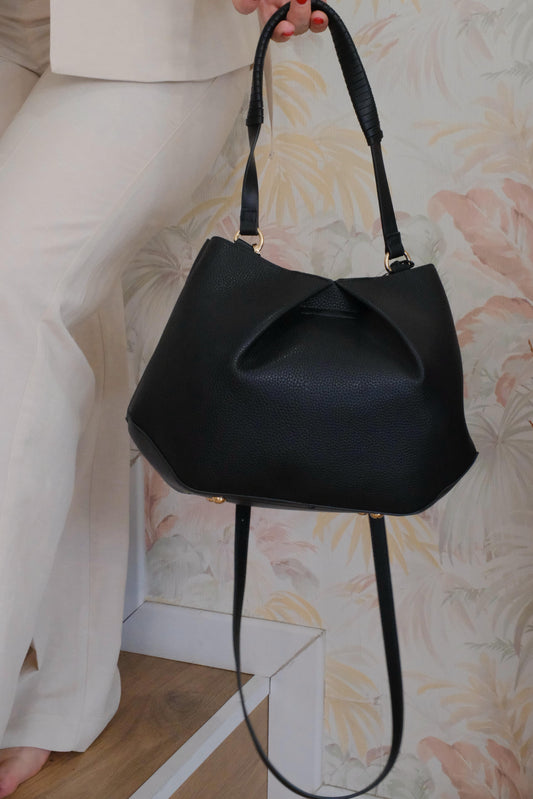 Borsa a tracolla in pelle vegana - NERO