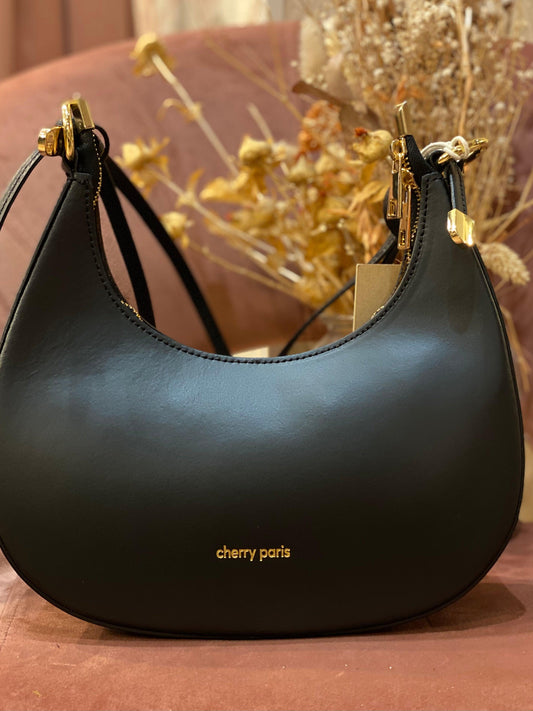 Borsa ALISSA a spalla in pelle liscia - NERO