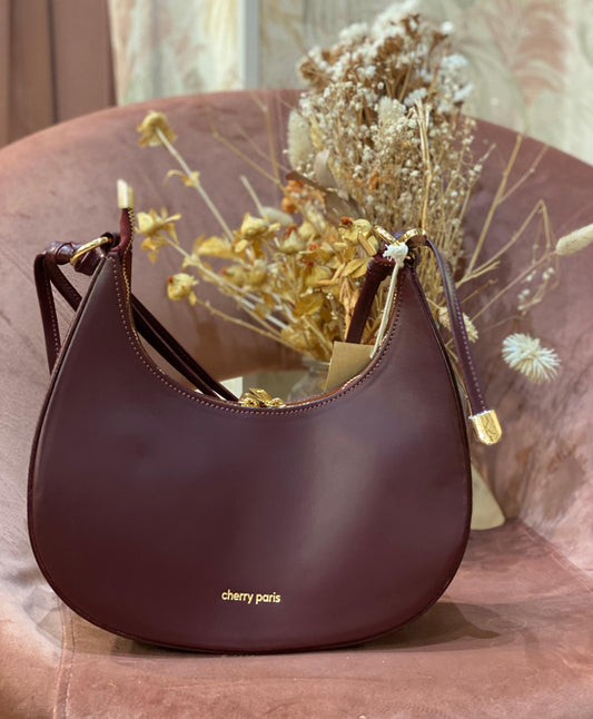 Borsa ALISSA a spalla in pelle liscia - BORDEAUX