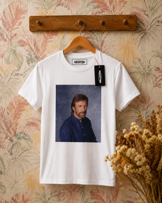 T-shirt stampa Chuck Norris - BIANCO