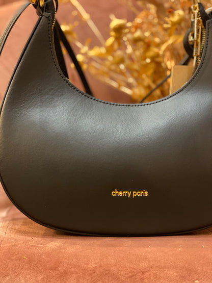 Borsa ALISSA a spalla in pelle liscia - NERO