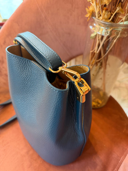 Borsa LILWEEN in pelle martellata - BLUE
