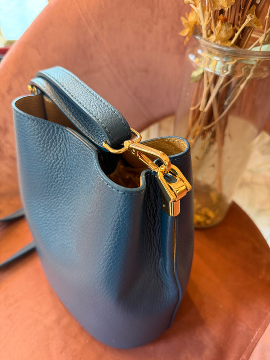Borsa LILWEEN in pelle martellata - BLUE