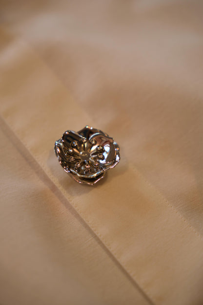 Copribottoni fiore zirconi - ARGENTO