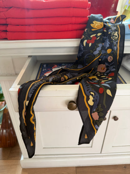 Foulard fantasia fiori - NERO