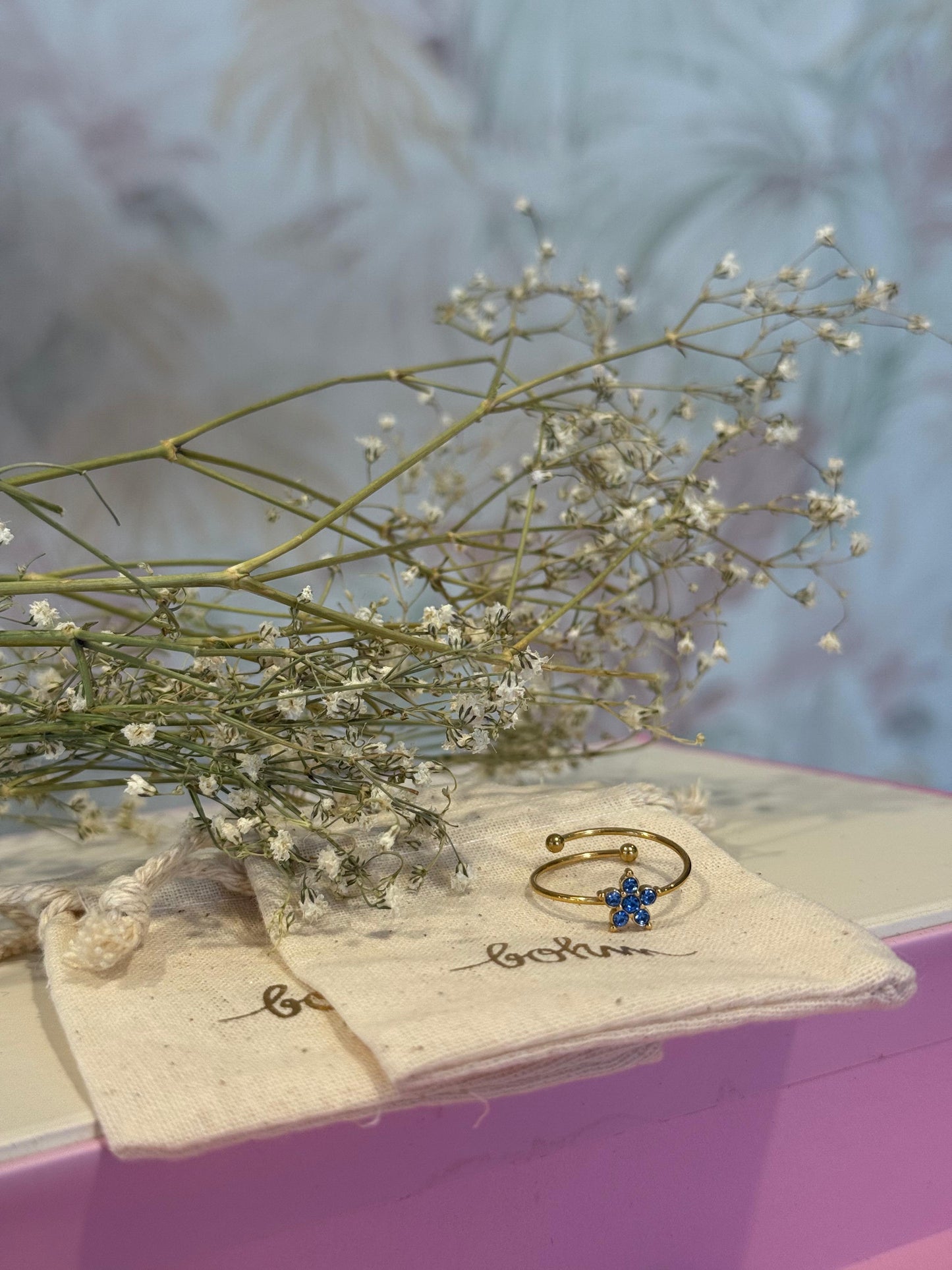 Anello fiore mini - BLUE/ORO
