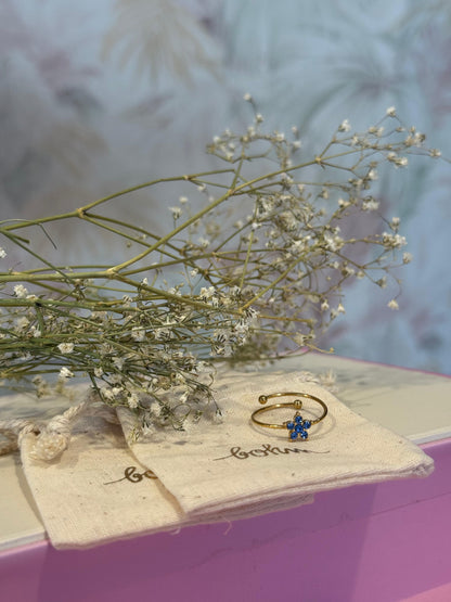 Anello fiore mini - BLUE/ORO