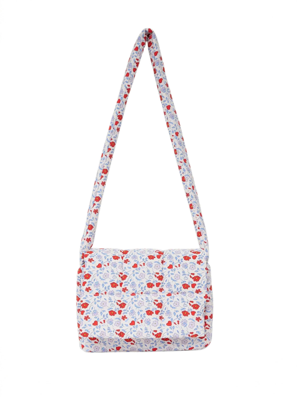 Borsa imbottita con fiori- AZZURRO