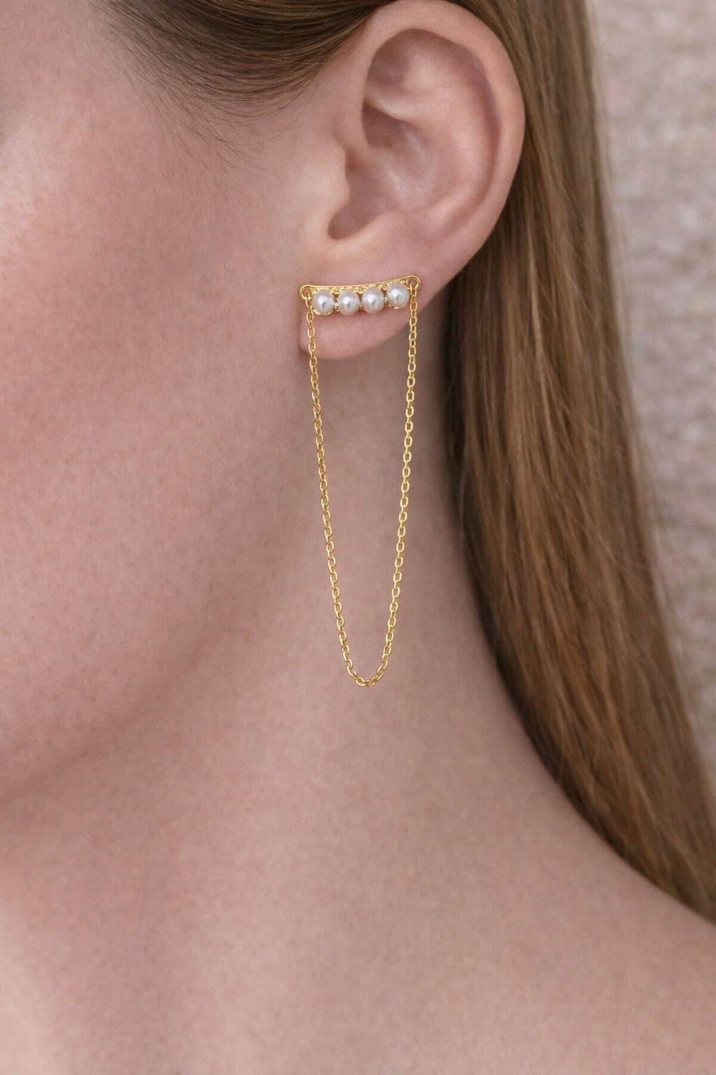 Orecchini con pietre e catenella - PERLA ORO