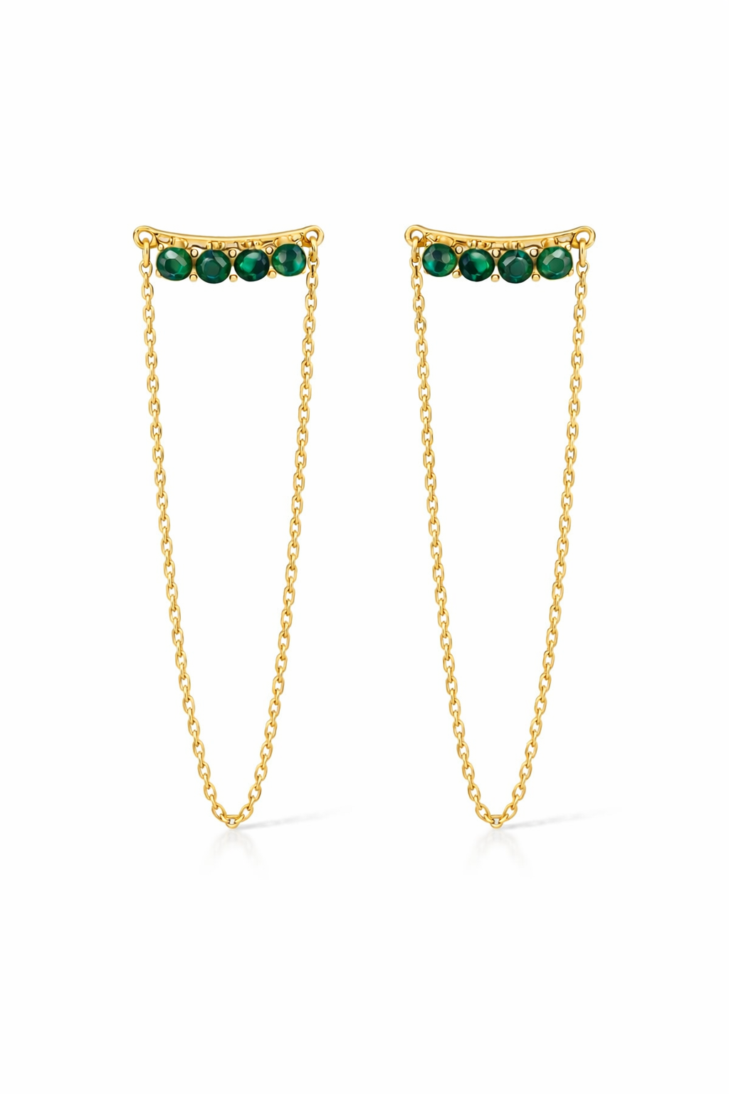 Orecchini con pietre e catenella - VERDE