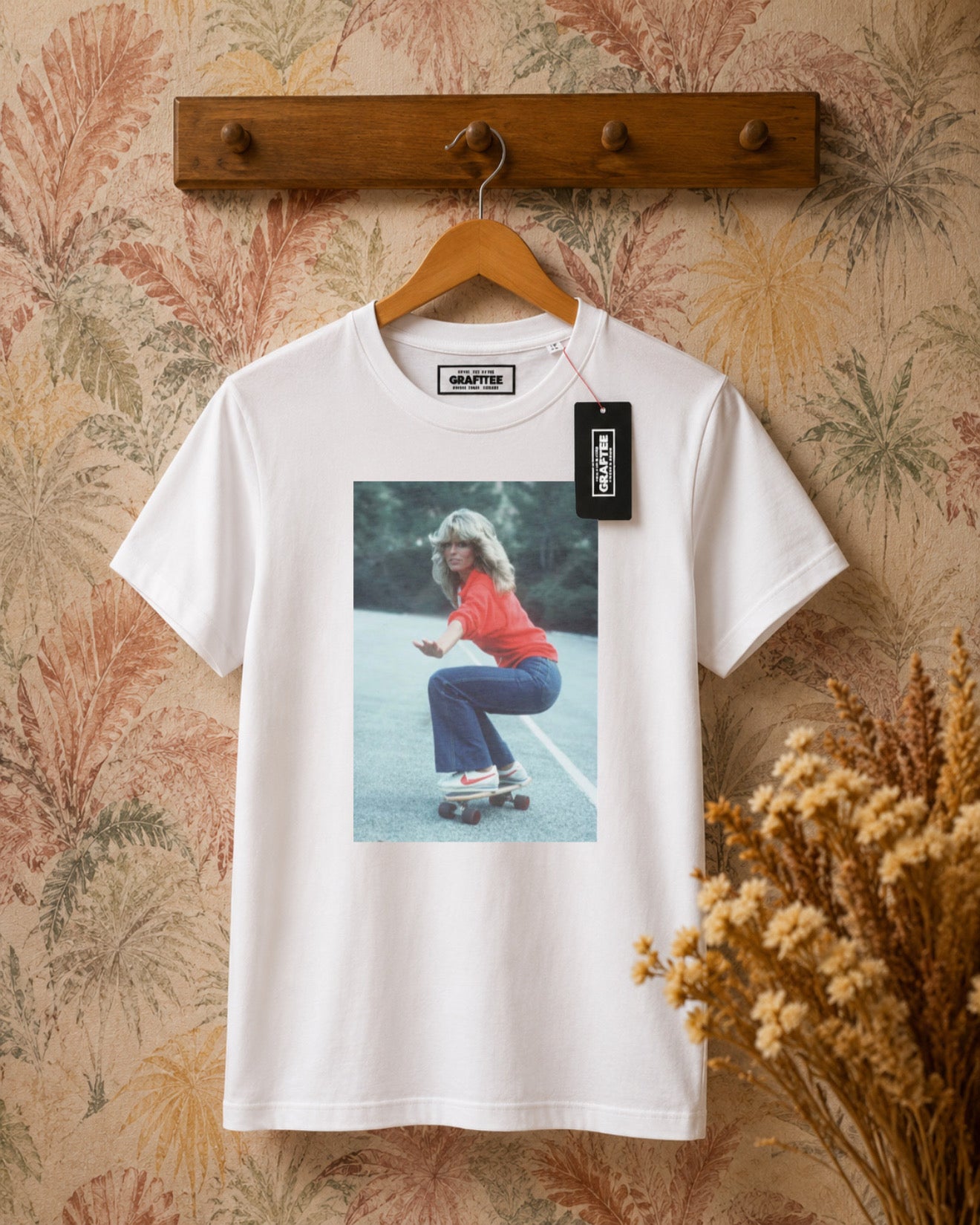T-shirt stampa Farrah Fawcett - BIANCO