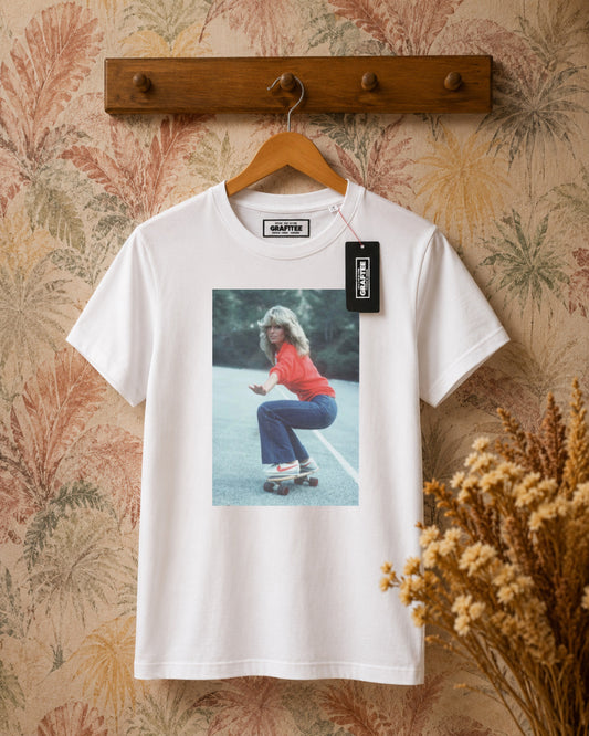 T-shirt stampa Farrah Fawcett - BIANCO