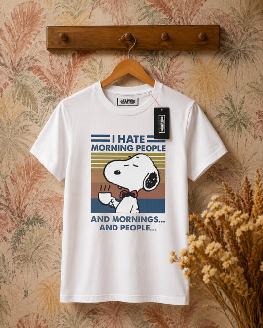 T-shirt stampa Morning People - BIANCO