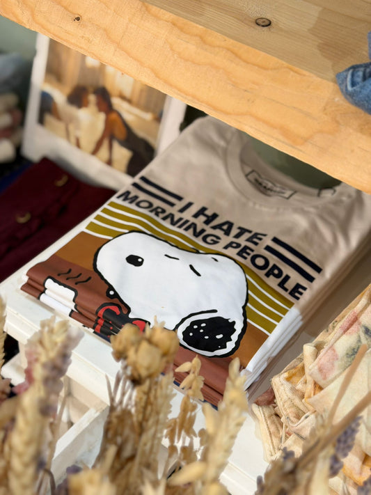 T-shirt stampa Morning People - BIANCO