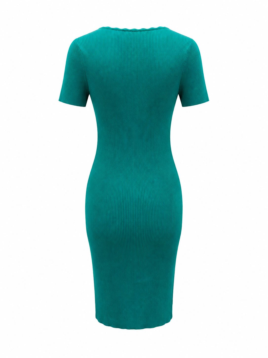 Abito aderente con scollo nuvola - VERDE