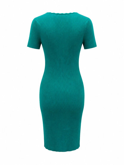 Abito aderente con scollo nuvola - VERDE