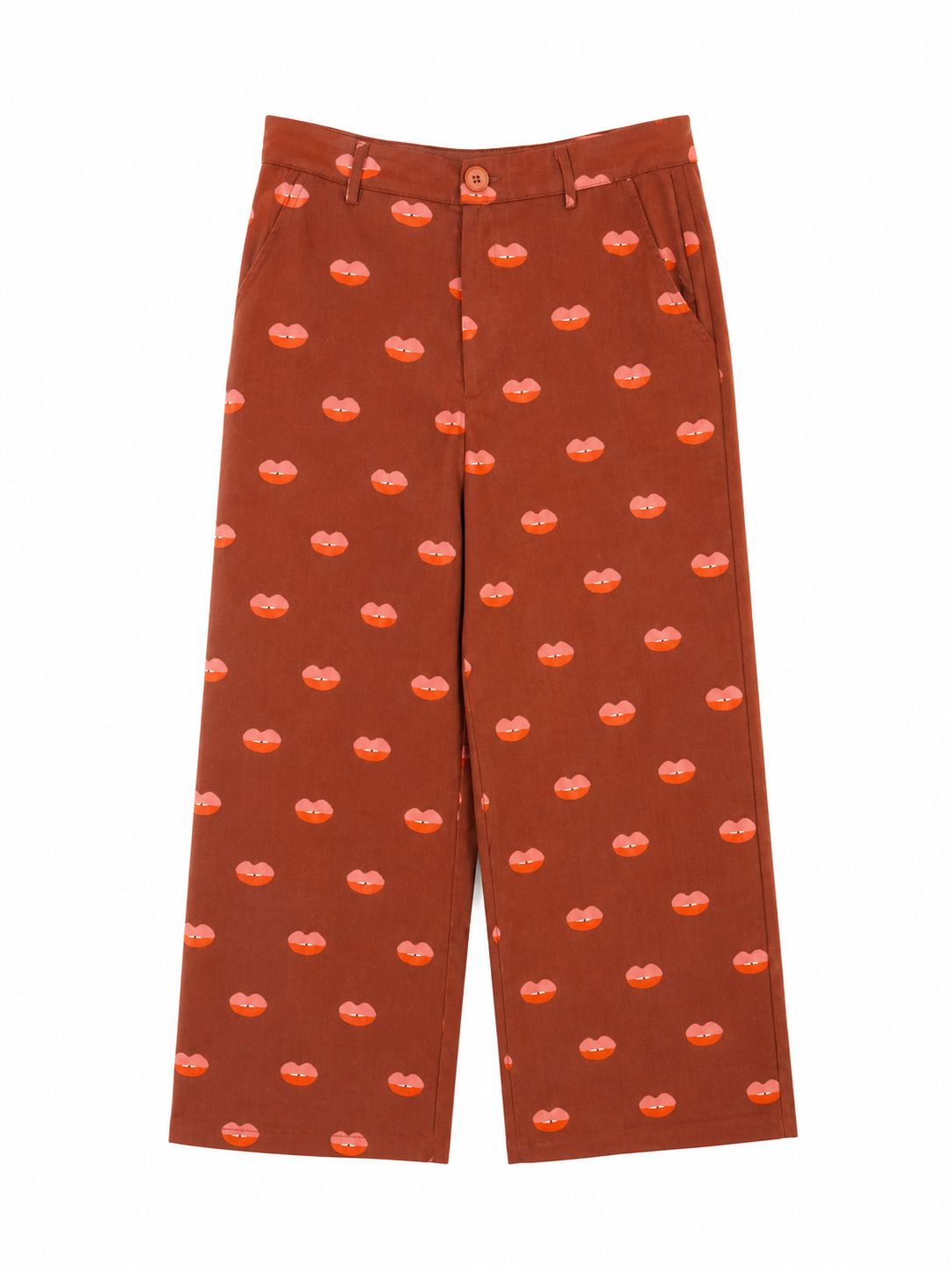Pantalone fantasia labbra - MATTONE